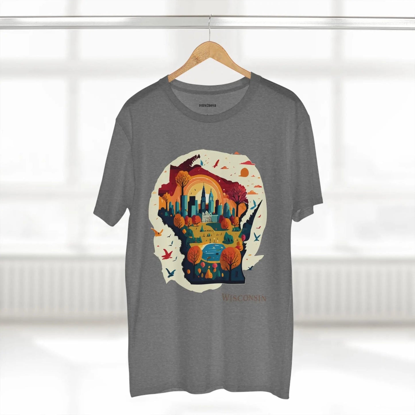 Wisconsin State Tee Unisex Premium Cotton Original Art Design By Retro2Nova Art Collection