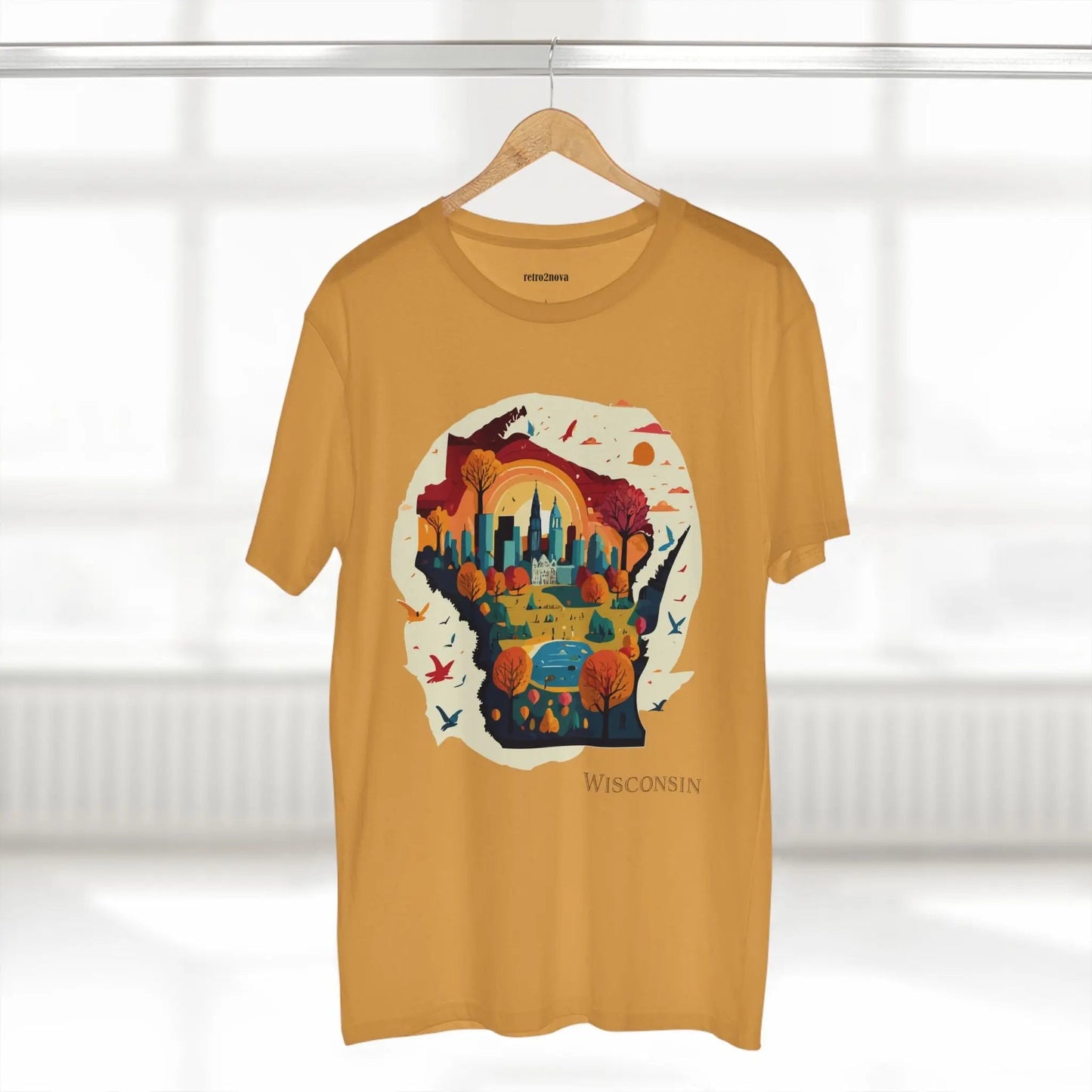Wisconsin State Tee Unisex Premium Cotton Original Art Design By Retro2Nova Art Collection