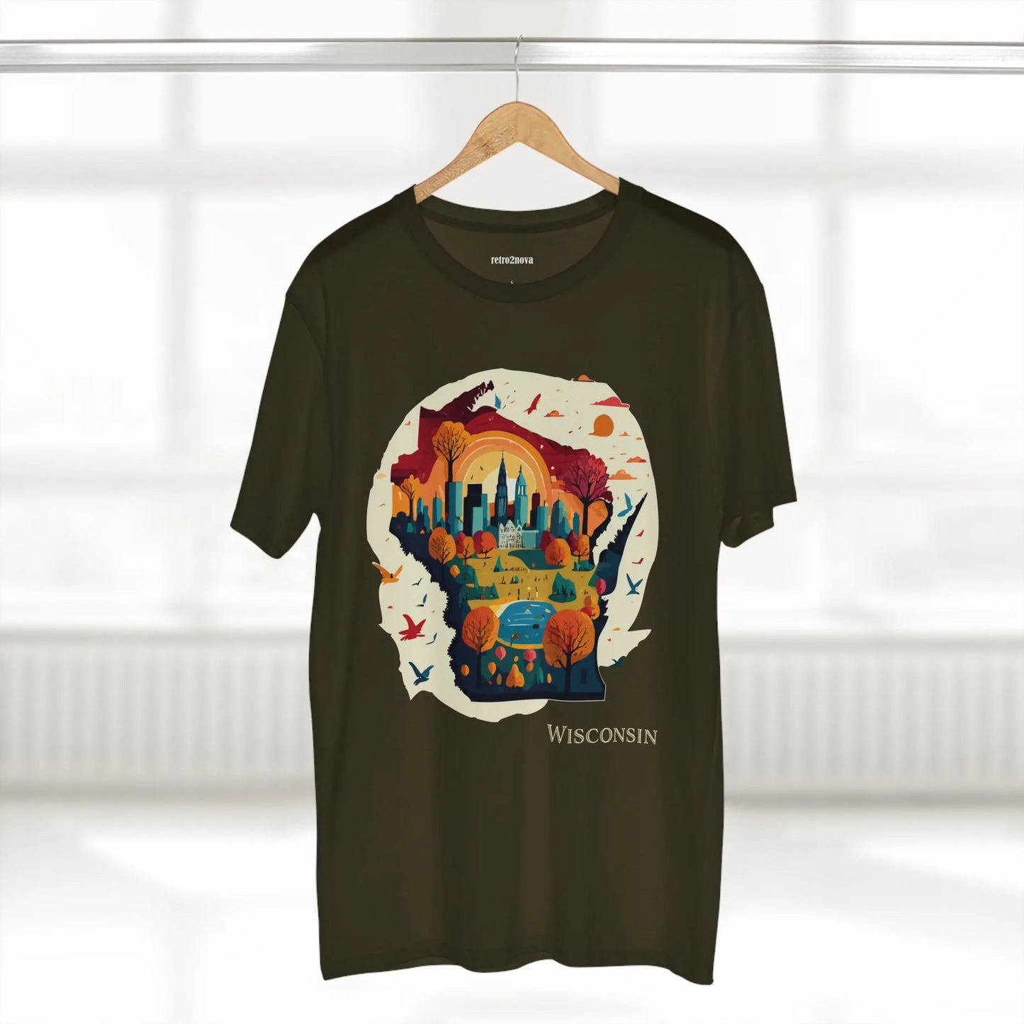 Wisconsin State Tee Unisex Premium Cotton Original Art Design By Retro2Nova Art Collection