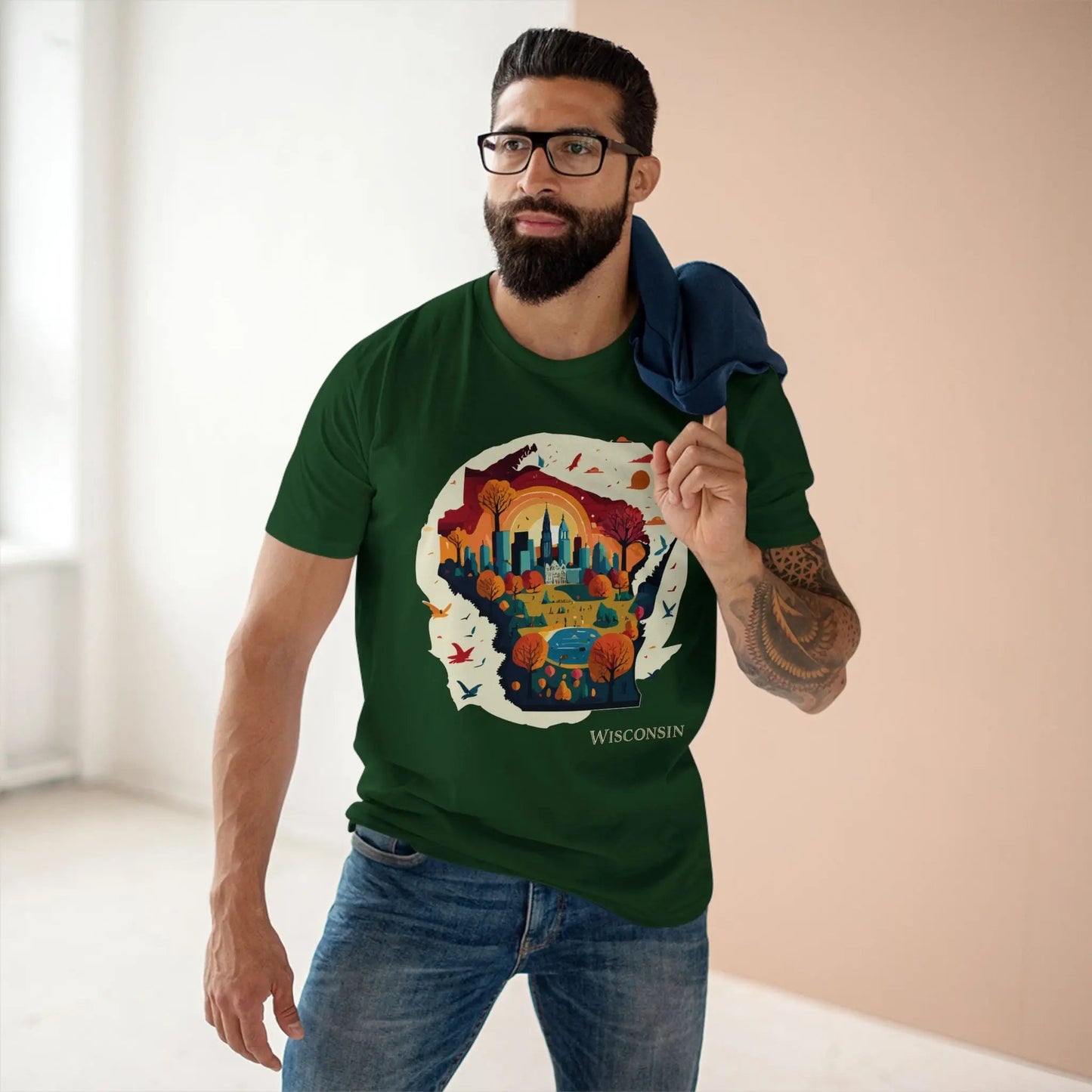 Wisconsin State Tee Unisex Premium Cotton Original Art Design By Retro2Nova Art Collection