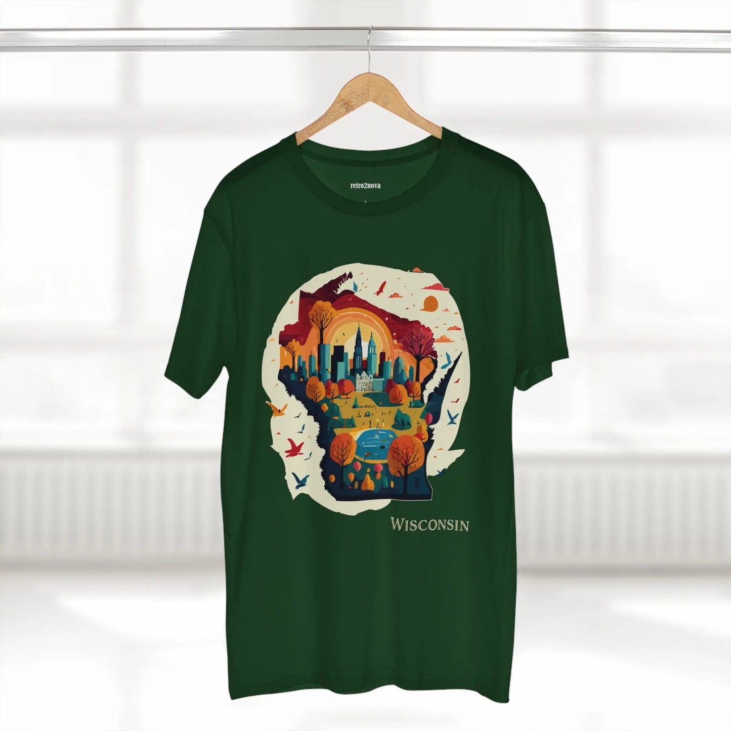 Wisconsin State Tee Unisex Premium Cotton Original Art Design By Retro2Nova Art Collection