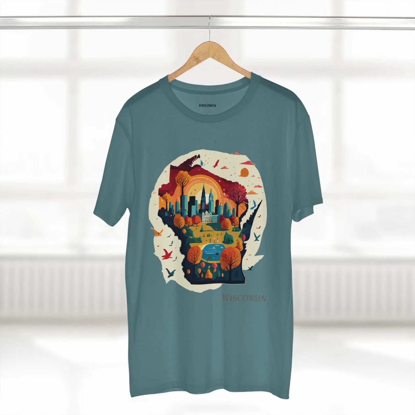 Wisconsin State Tee Unisex Premium Cotton Original Art Design By Retro2Nova Art Collection