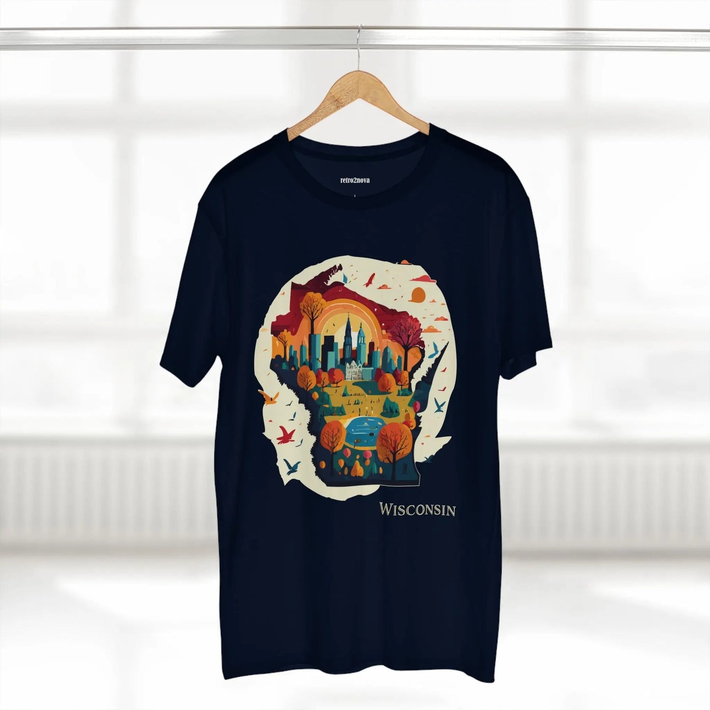 Wisconsin State Tee Unisex Premium Cotton Original Art Design By Retro2Nova Art Collection