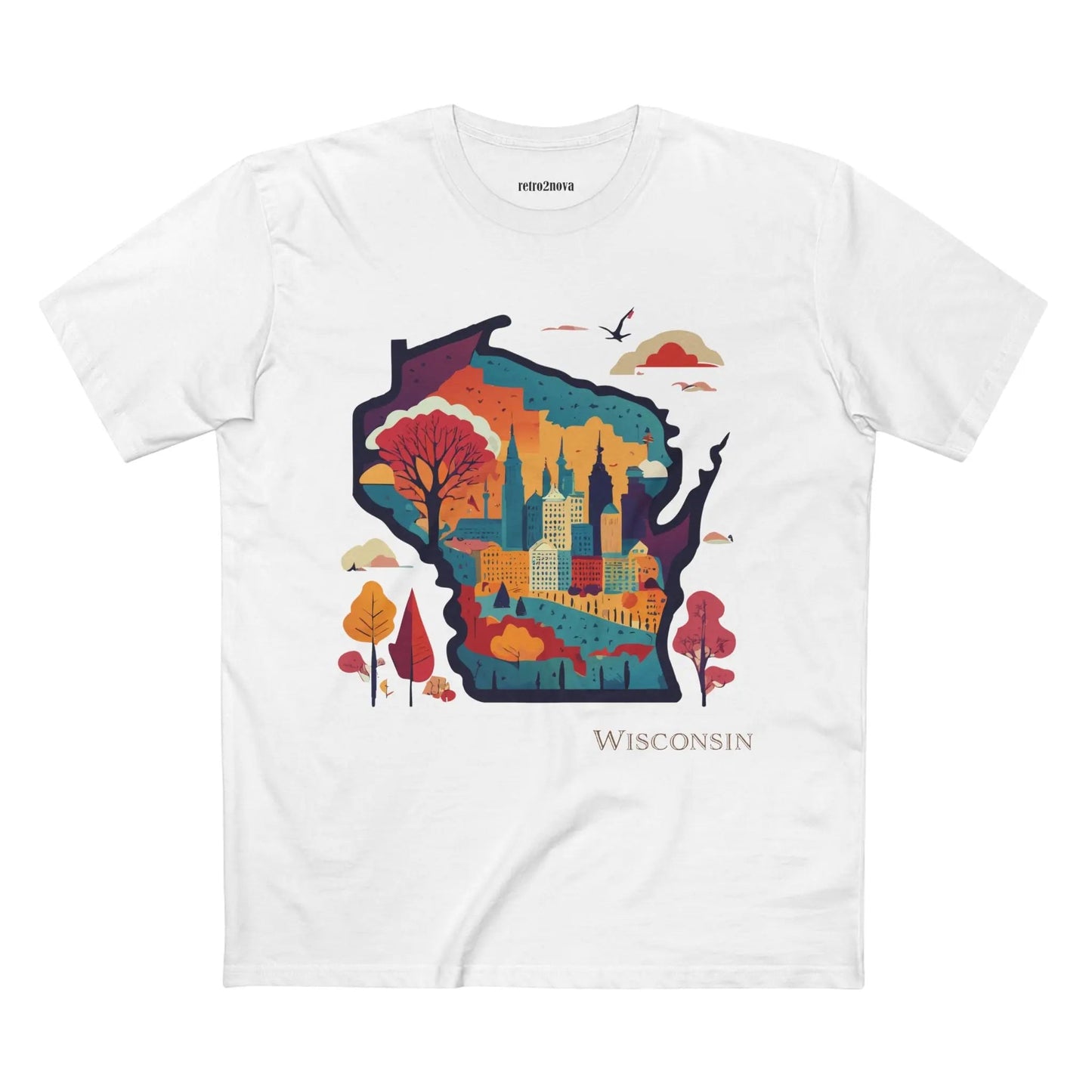 Wisconsin State Shirt Unisex Premium Cotton Tee With Original Art By Retro2Nova Collection