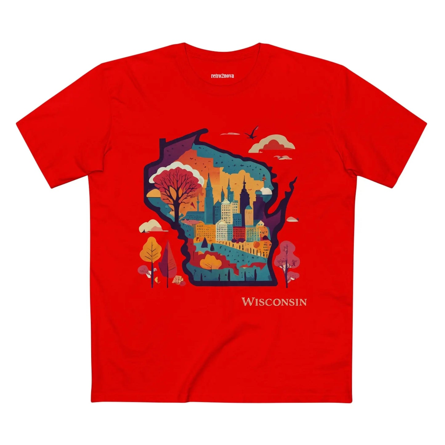 Wisconsin State Shirt Unisex Premium Cotton Tee With Original Art By Retro2Nova Collection