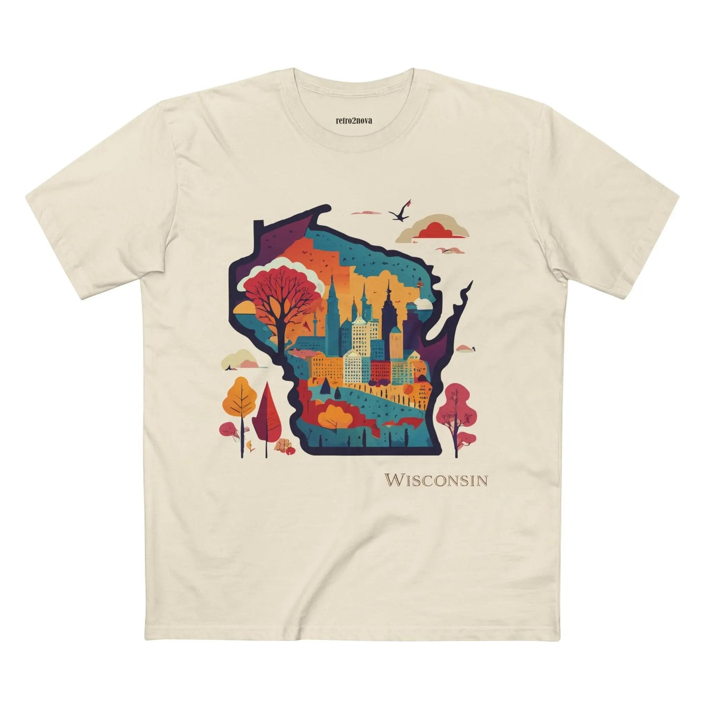 Wisconsin State Shirt Unisex Premium Cotton Tee With Original Art By Retro2Nova Collection