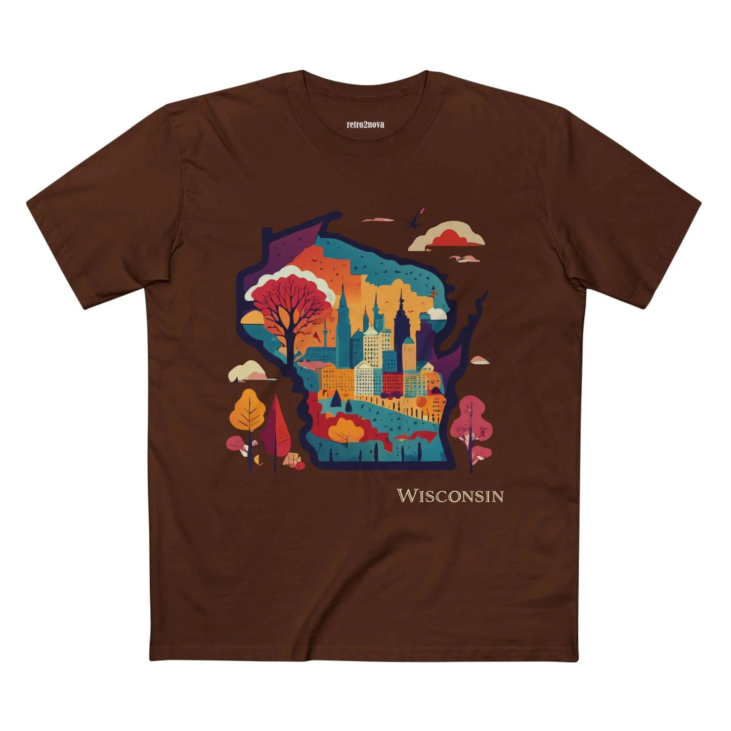 Wisconsin State Shirt Unisex Premium Cotton Tee With Original Art By Retro2Nova Collection