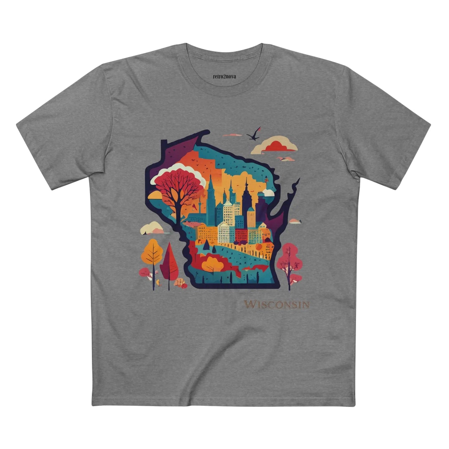 Wisconsin State Shirt Unisex Premium Cotton Tee With Original Art By Retro2Nova Collection