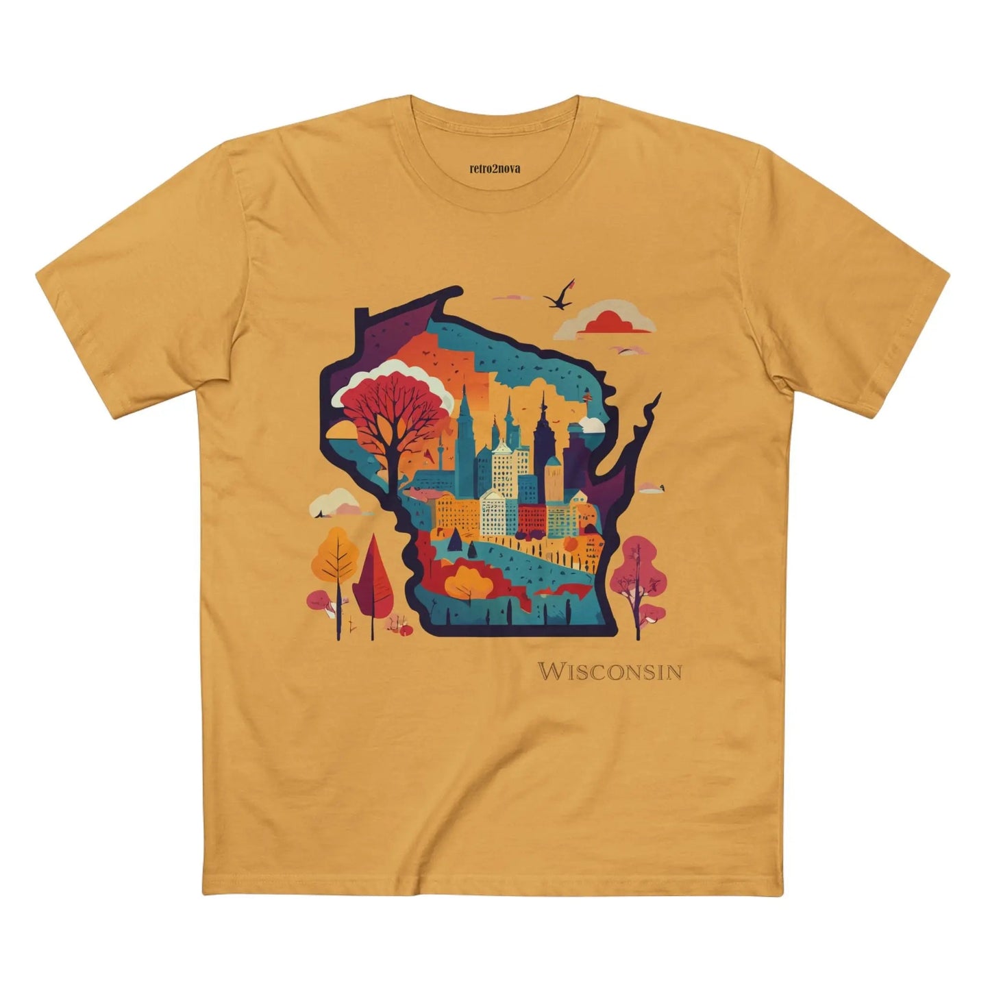 Wisconsin State Shirt Unisex Premium Cotton Tee With Original Art By Retro2Nova Collection