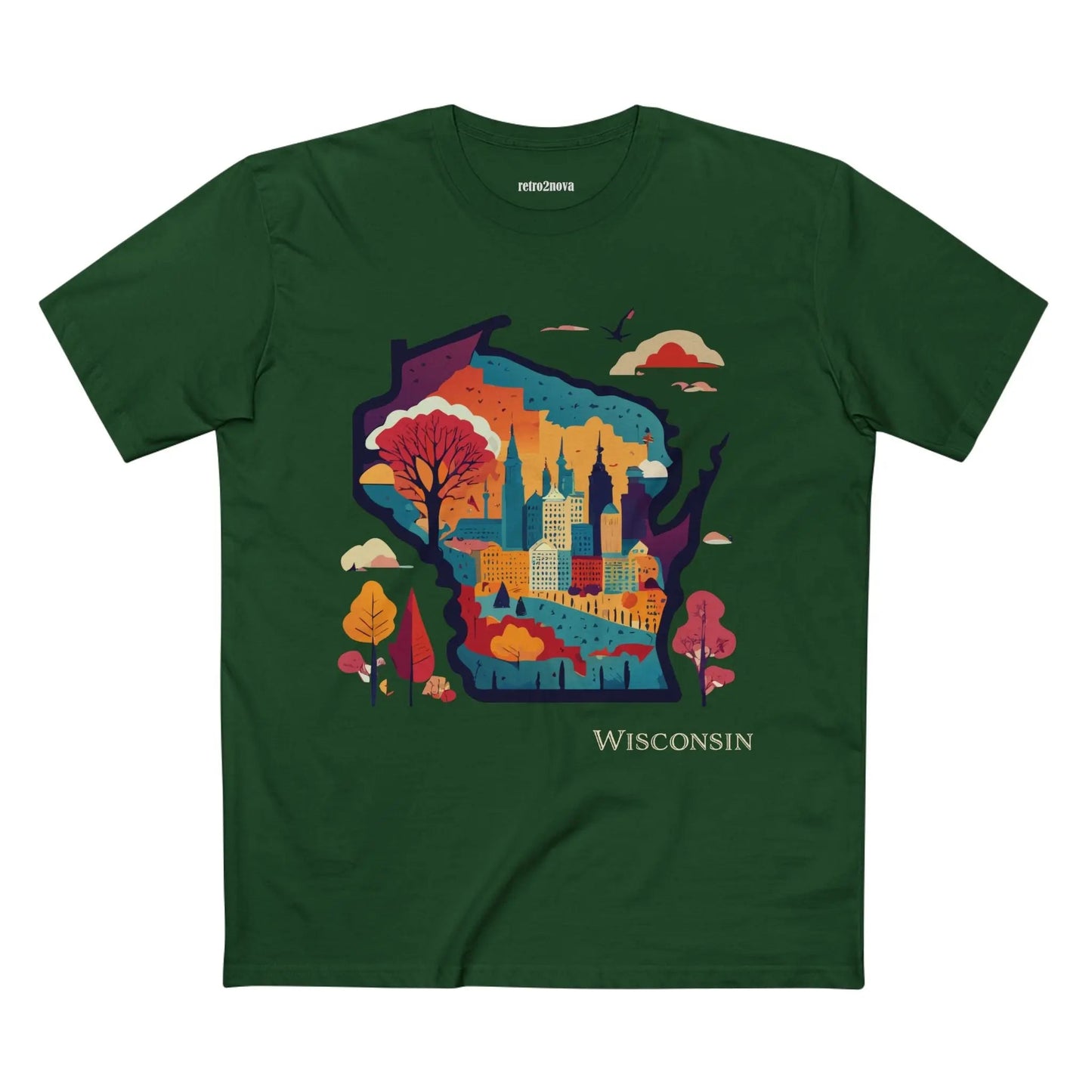 Wisconsin State Shirt Unisex Premium Cotton Tee With Original Art By Retro2Nova Collection