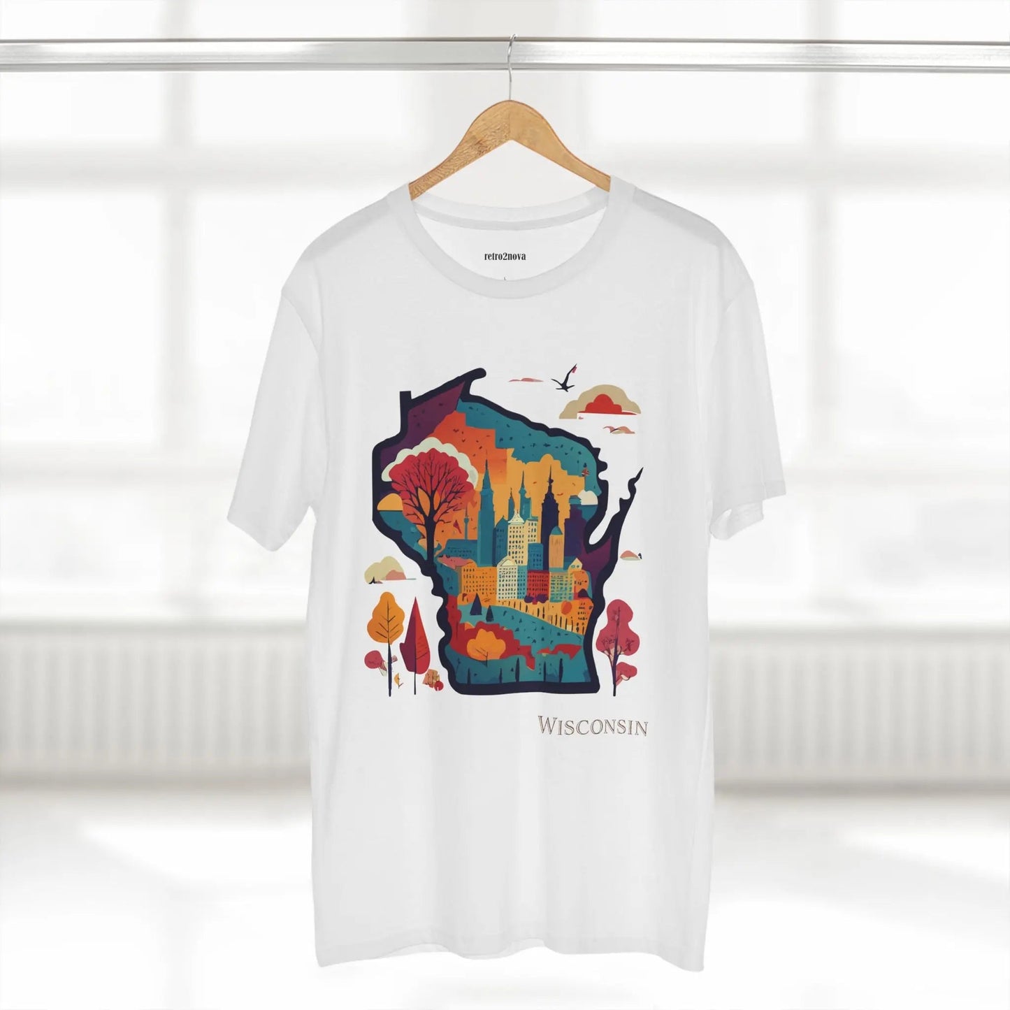 Wisconsin State Shirt Unisex Premium Cotton Tee With Original Art By Retro2Nova Collection