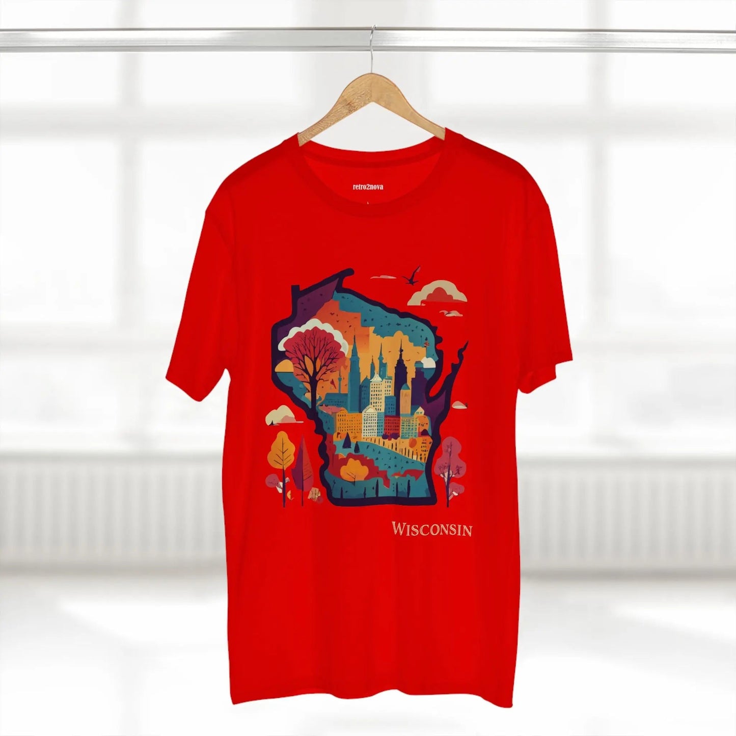 Wisconsin State Shirt Unisex Premium Cotton Tee With Original Art By Retro2Nova Collection