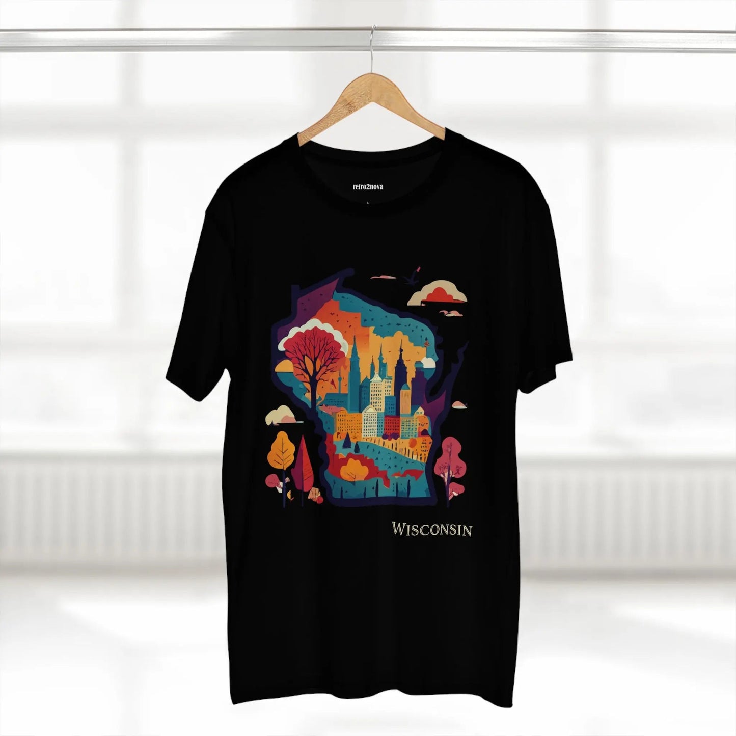 Wisconsin State Shirt Unisex Premium Cotton Tee With Original Art By Retro2Nova Collection