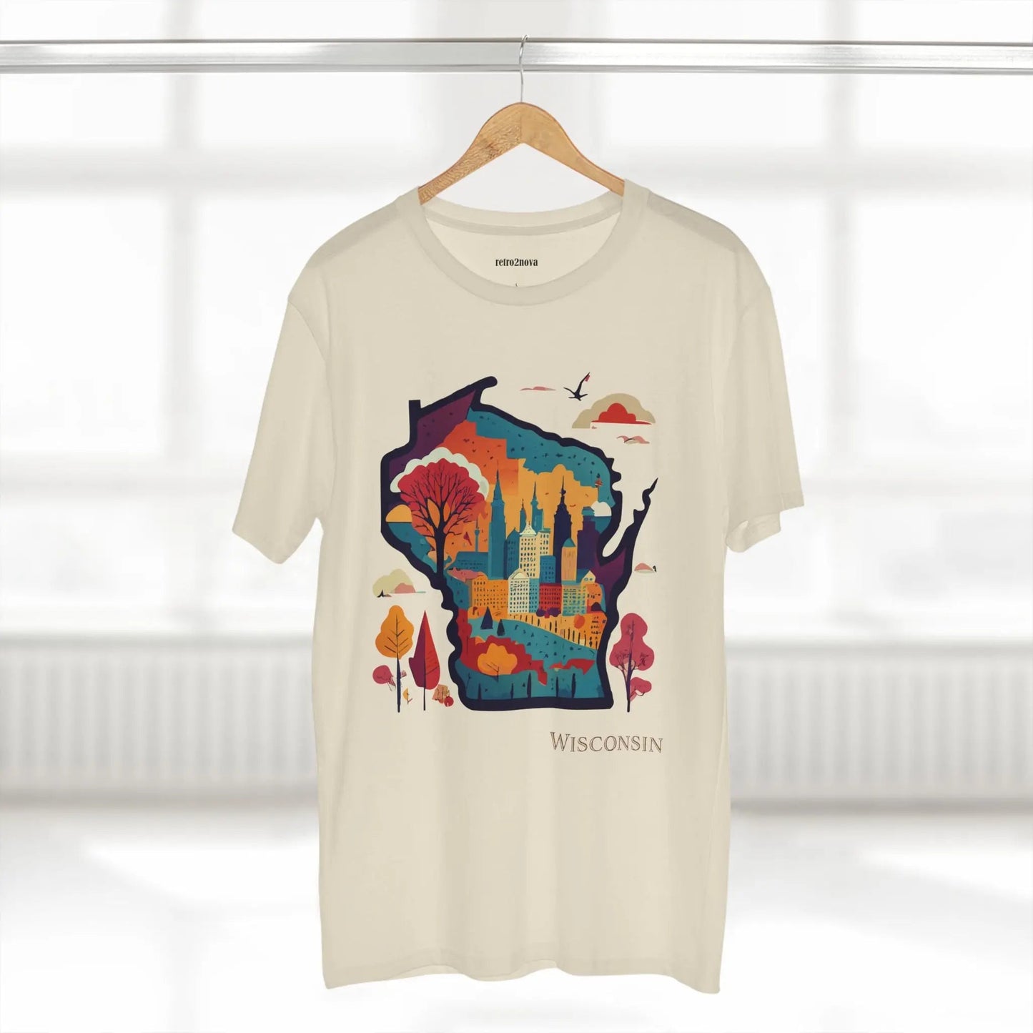Wisconsin State Shirt Unisex Premium Cotton Tee With Original Art By Retro2Nova Collection
