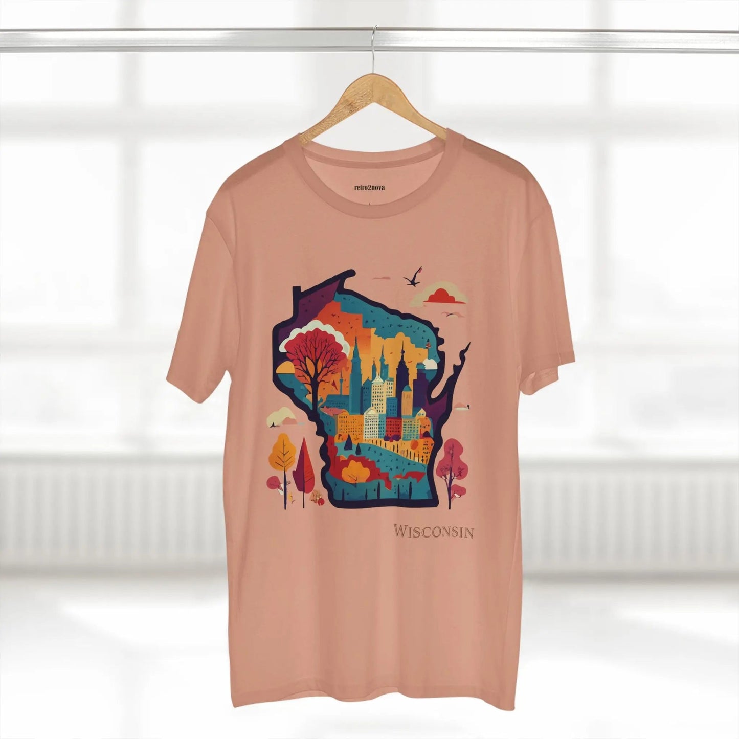 Wisconsin State Shirt Unisex Premium Cotton Tee With Original Art By Retro2Nova Collection