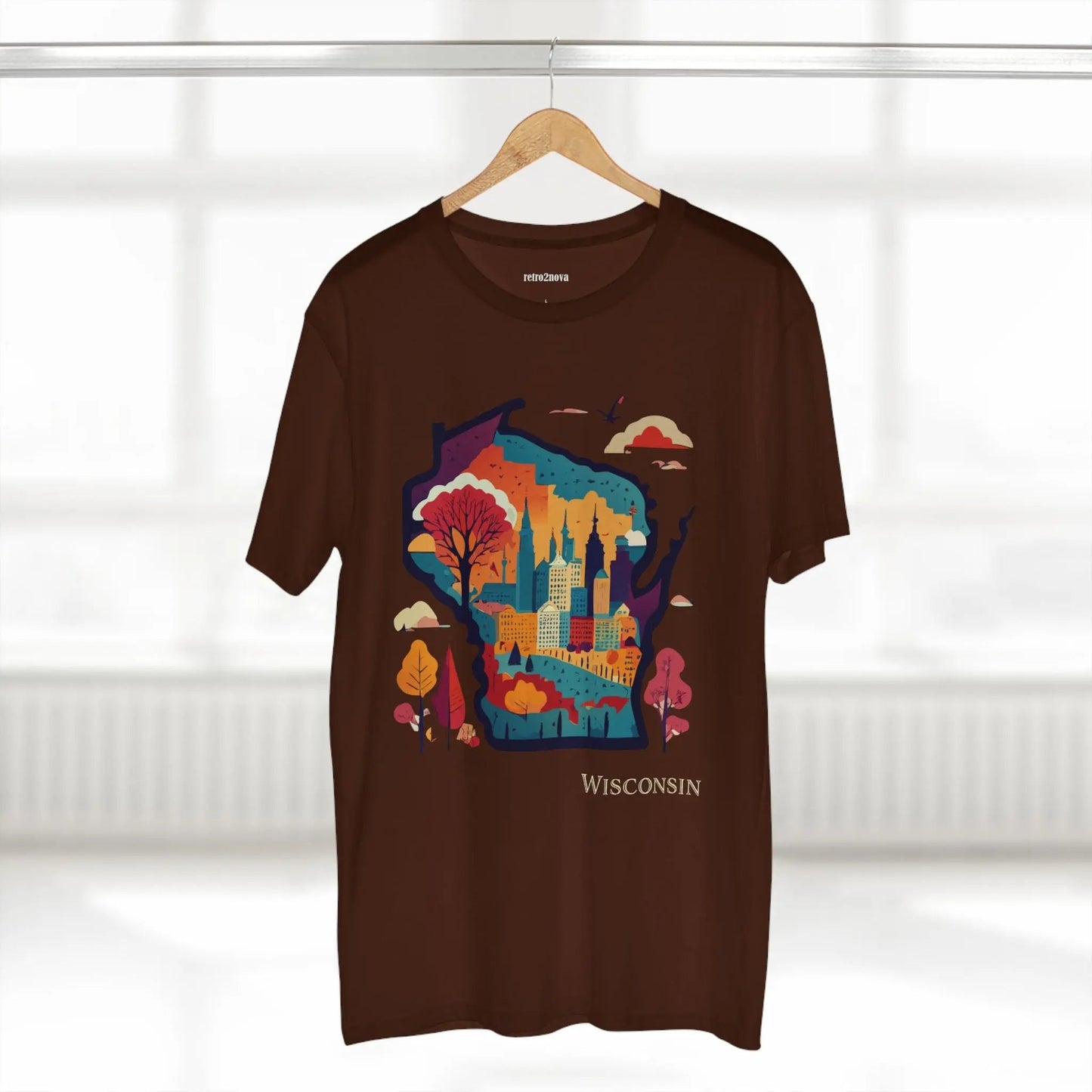 Wisconsin State Shirt Unisex Premium Cotton Tee With Original Art By Retro2Nova Collection