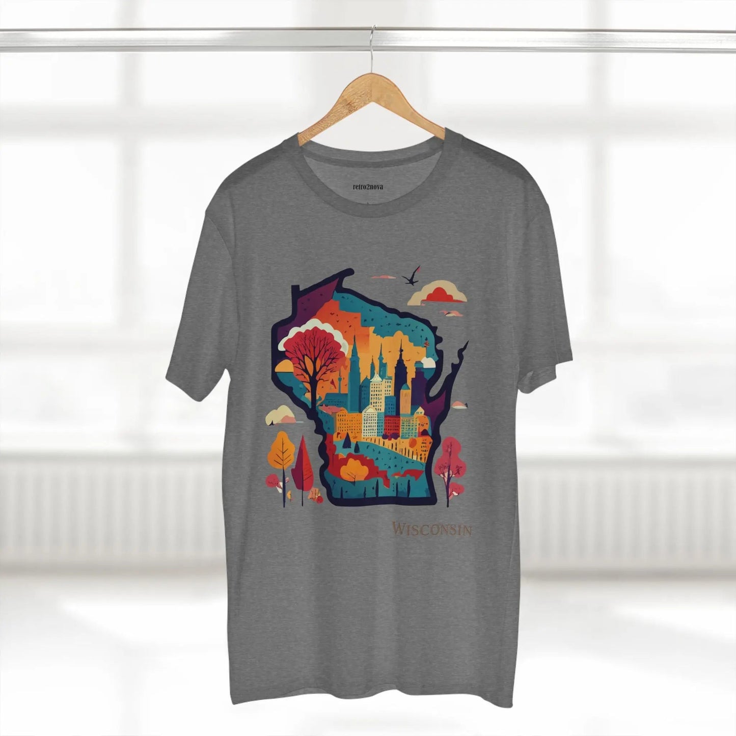Wisconsin State Shirt Unisex Premium Cotton Tee With Original Art By Retro2Nova Collection