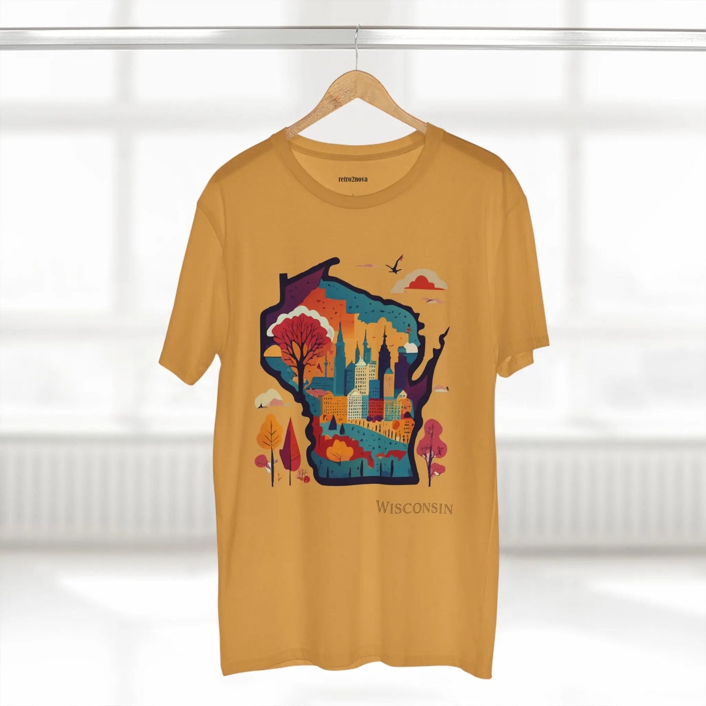 Wisconsin State Shirt Unisex Premium Cotton Tee With Original Art By Retro2Nova Collection