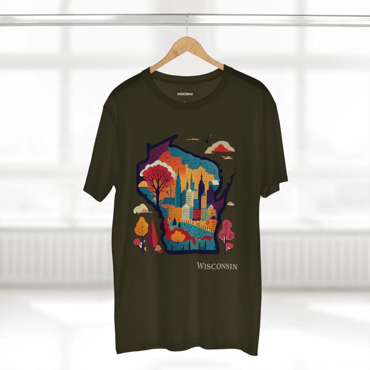 Wisconsin State Shirt Unisex Premium Cotton Tee With Original Art By Retro2Nova Collection