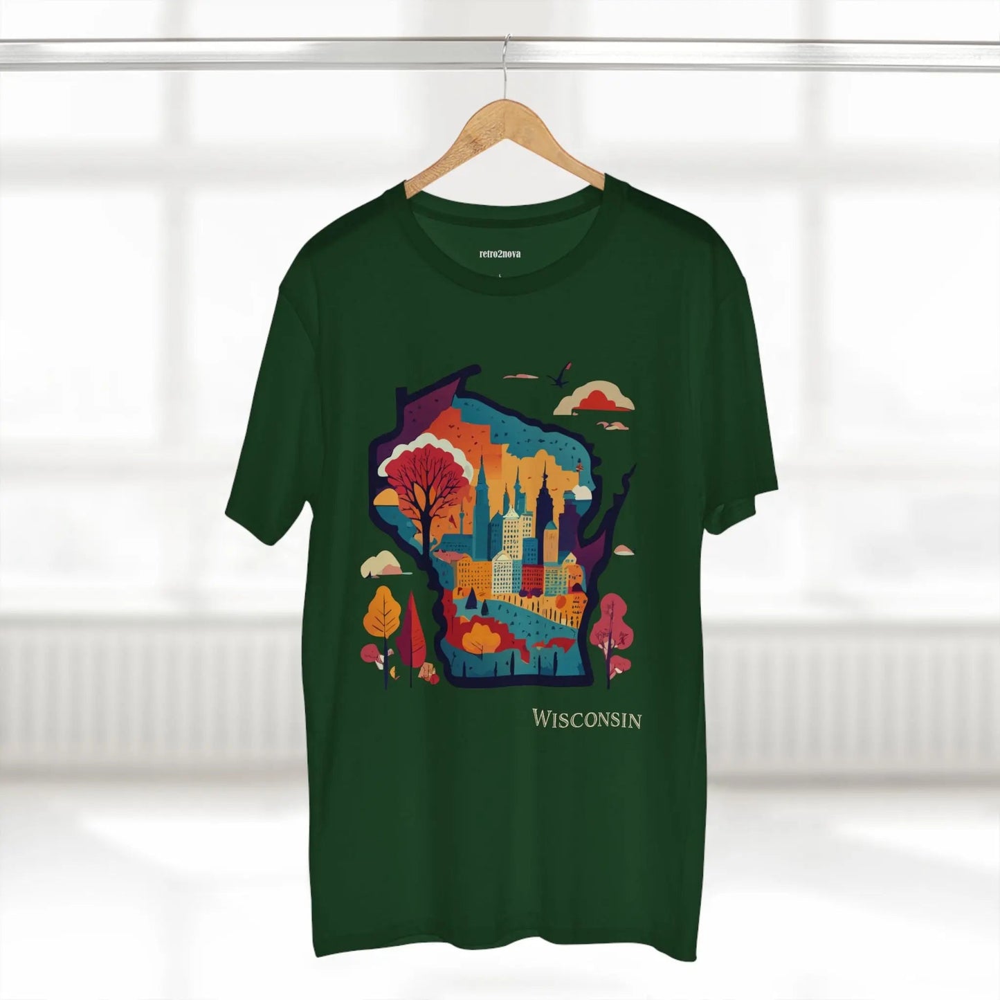 Wisconsin State Shirt Unisex Premium Cotton Tee With Original Art By Retro2Nova Collection