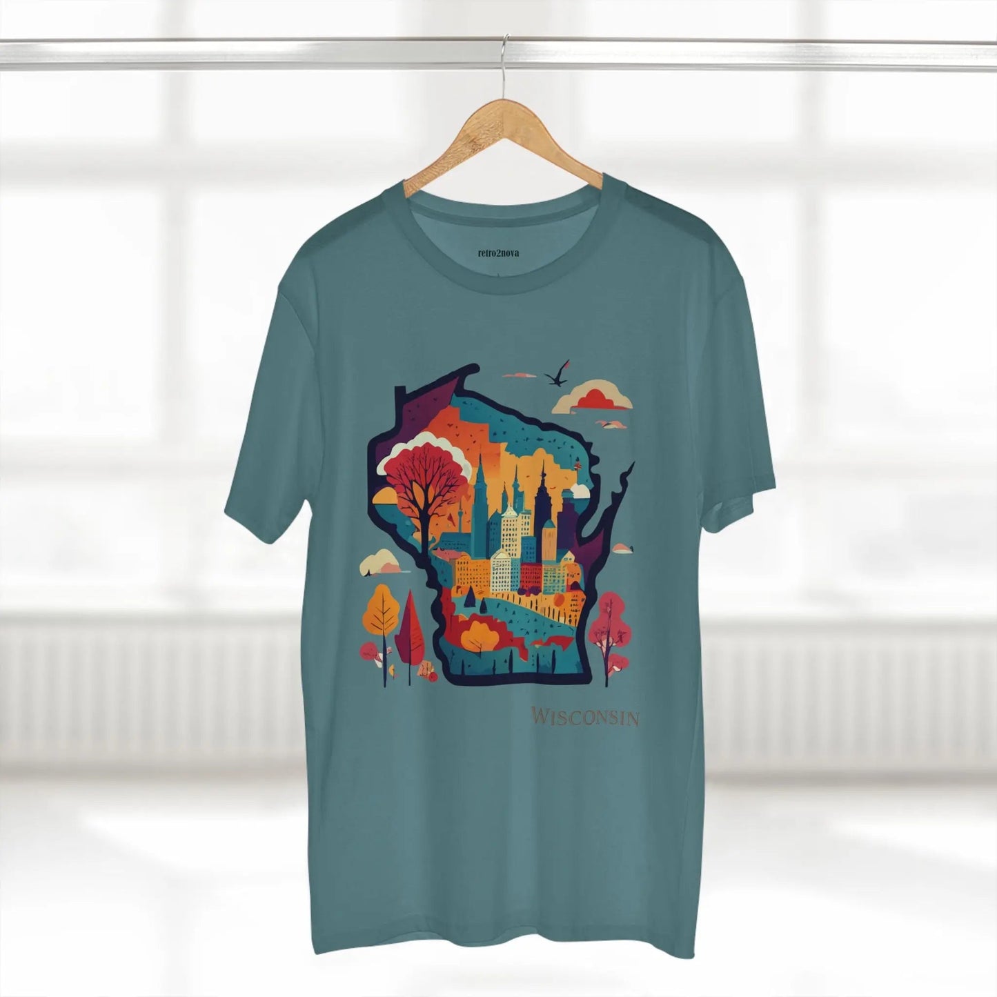 Wisconsin State Shirt Unisex Premium Cotton Tee With Original Art By Retro2Nova Collection