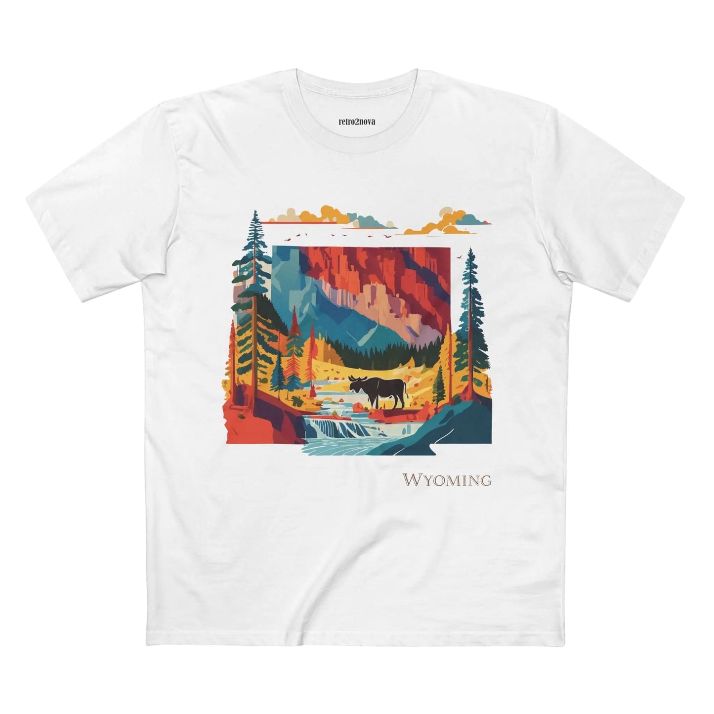 Wyoming US State Shirt Unisex Premium Cotton Tee With Original Art Collection By Retro2Nova