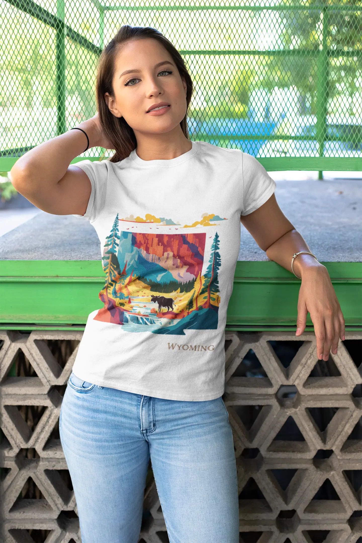 Wyoming US State Shirt Unisex Premium Cotton Tee With Original Art Collection By Retro2Nova