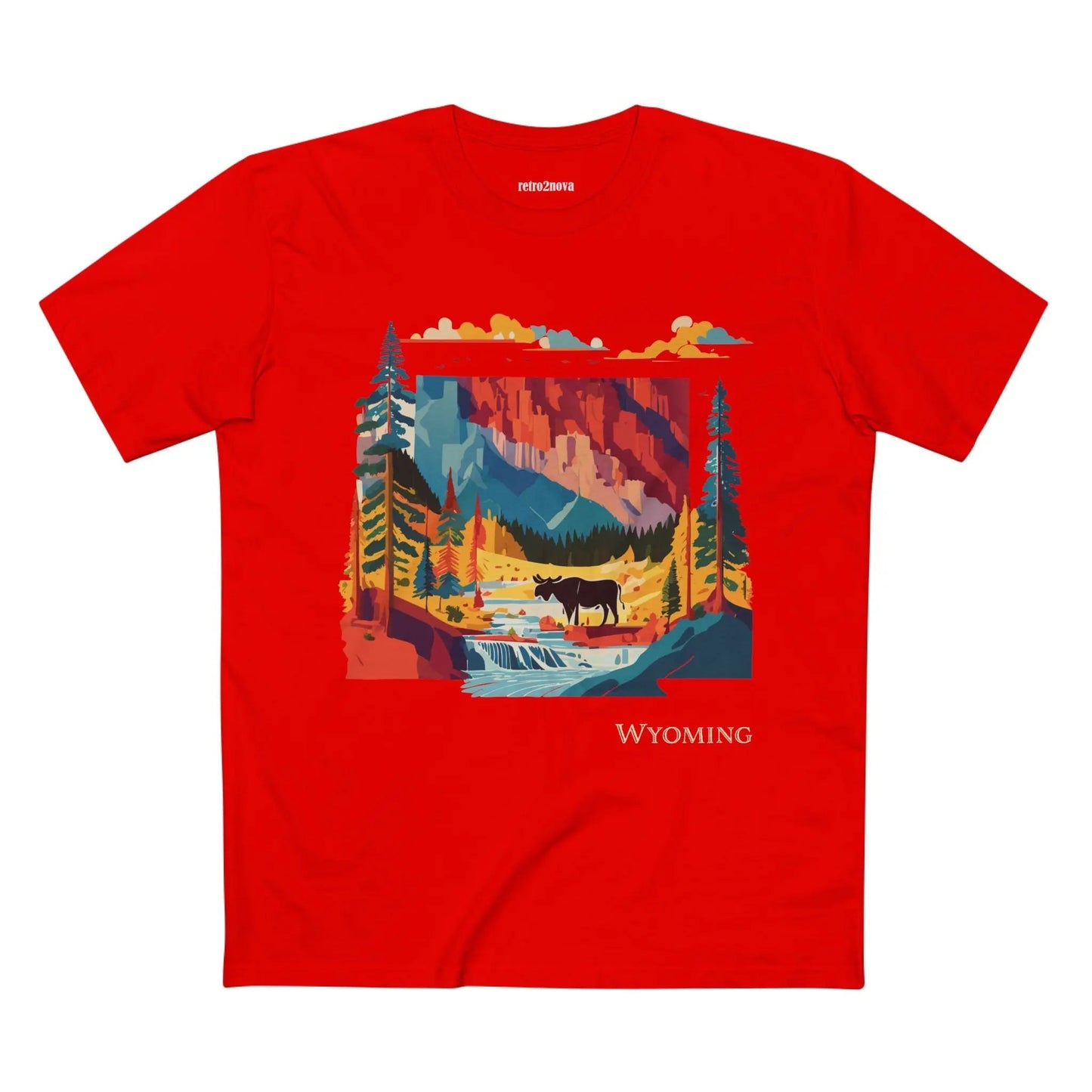 Wyoming US State Shirt Unisex Premium Cotton Tee With Original Art Collection By Retro2Nova