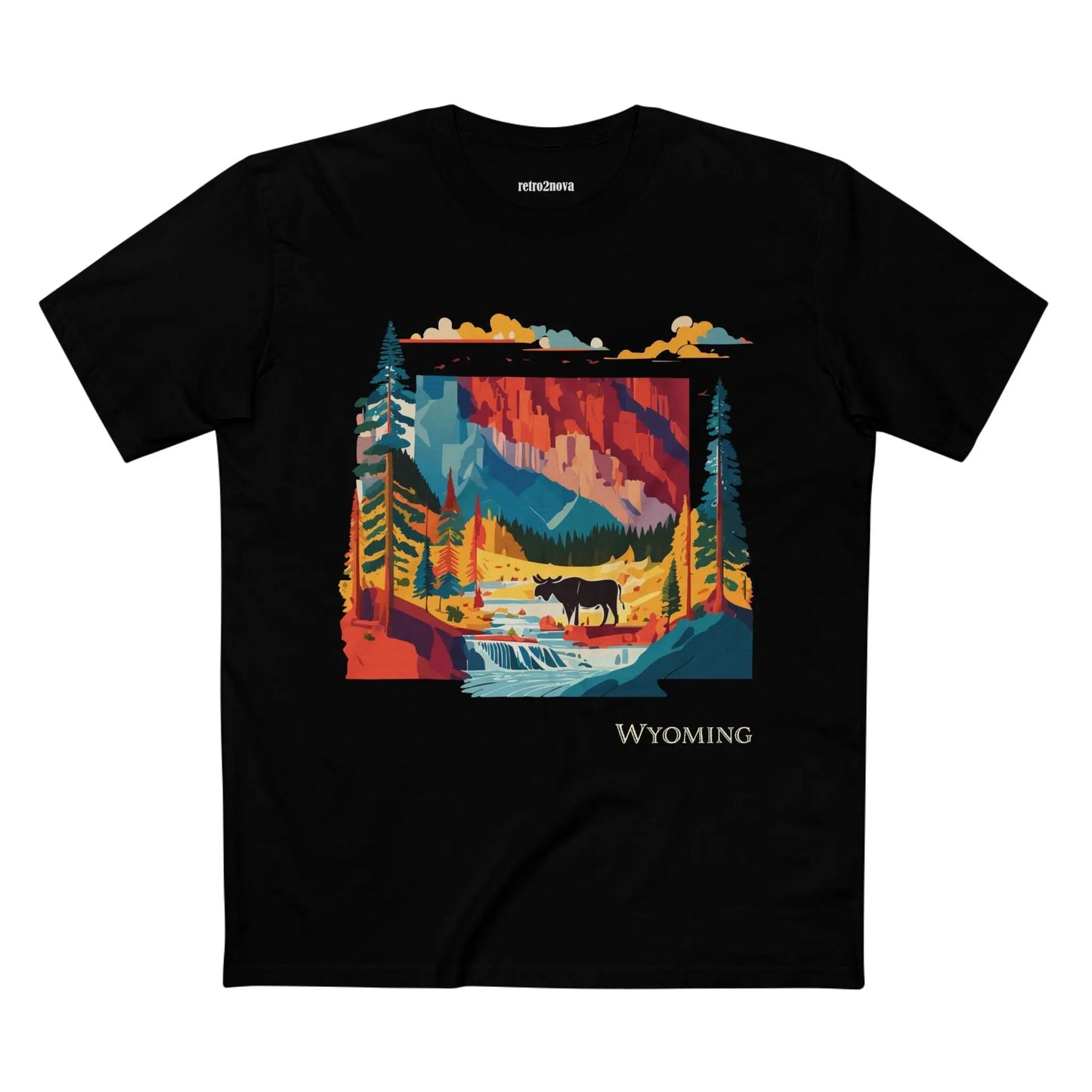 Wyoming US State Shirt Unisex Premium Cotton Tee With Original Art Collection By Retro2Nova