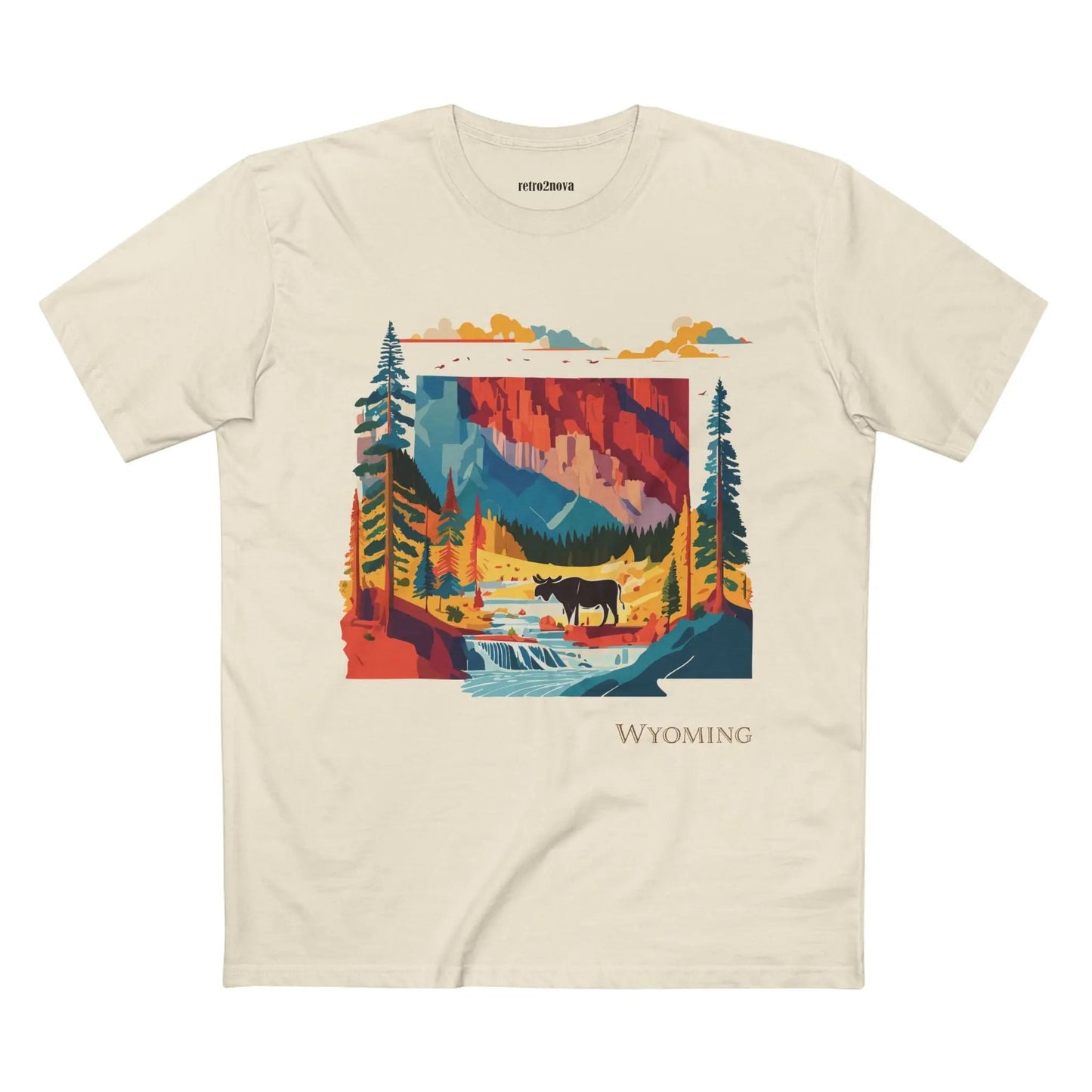 Wyoming US State Shirt Unisex Premium Cotton Tee With Original Art Collection By Retro2Nova