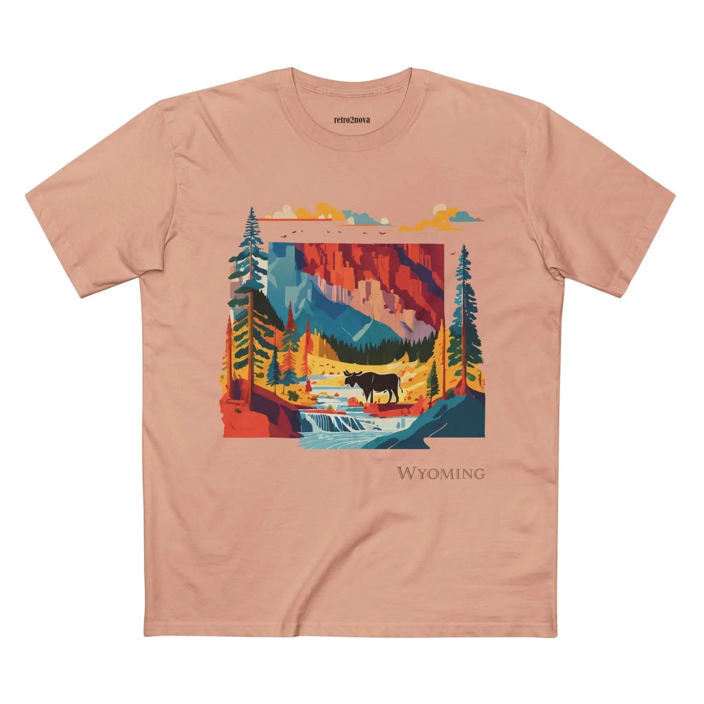 Wyoming US State Shirt Unisex Premium Cotton Tee With Original Art Collection By Retro2Nova