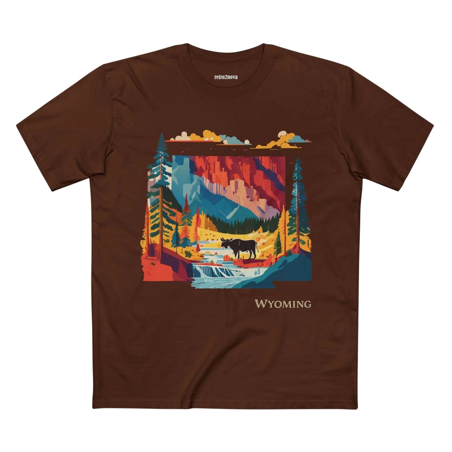 Wyoming US State Shirt Unisex Premium Cotton Tee With Original Art Collection By Retro2Nova