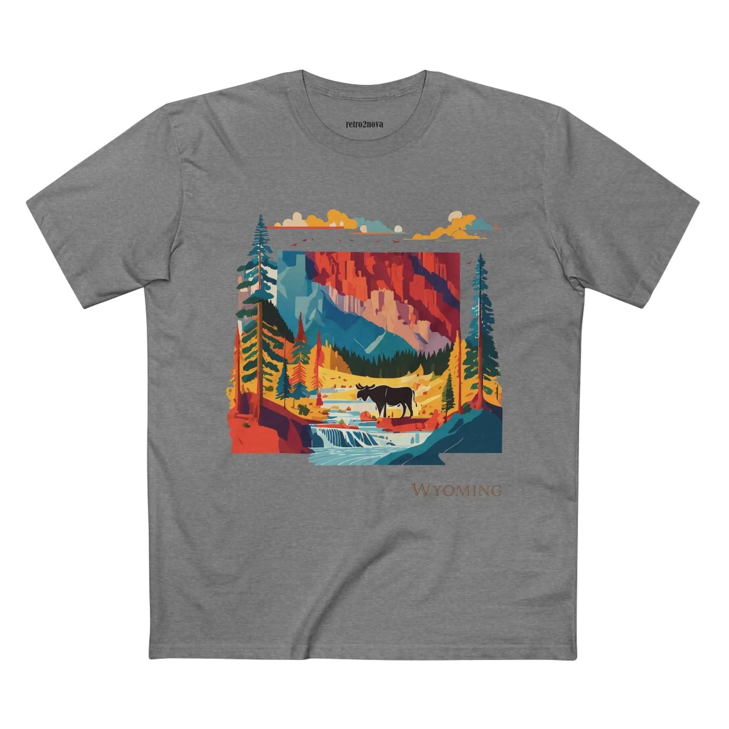 Wyoming US State Shirt Unisex Premium Cotton Tee With Original Art Collection By Retro2Nova