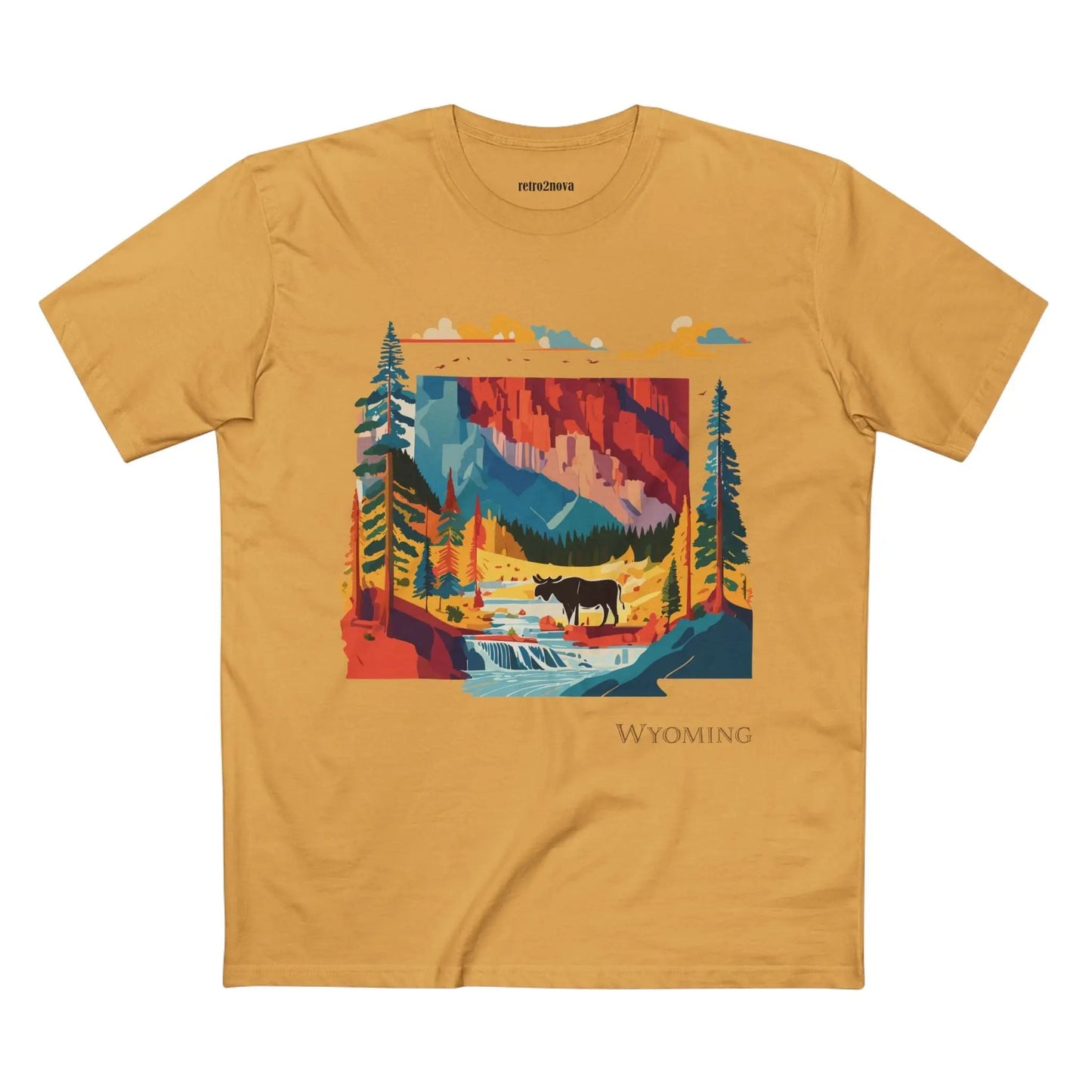 Wyoming US State Shirt Unisex Premium Cotton Tee With Original Art Collection By Retro2Nova