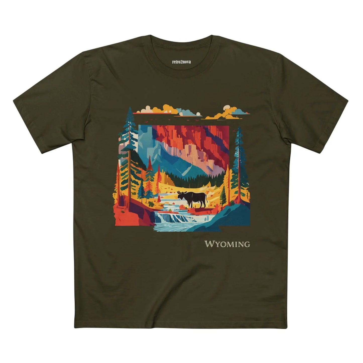 Wyoming US State Shirt Unisex Premium Cotton Tee With Original Art Collection By Retro2Nova