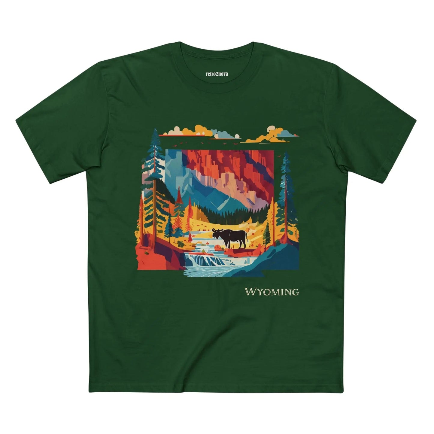 Wyoming US State Shirt Unisex Premium Cotton Tee With Original Art Collection By Retro2Nova
