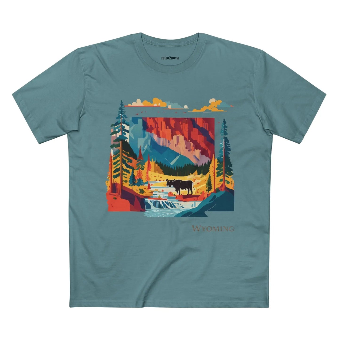 Wyoming US State Shirt Unisex Premium Cotton Tee With Original Art Collection By Retro2Nova