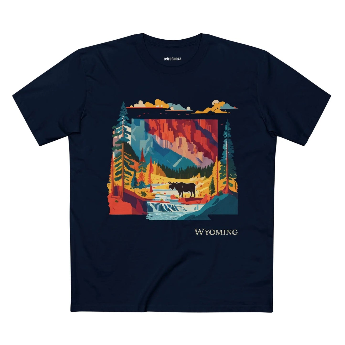 Wyoming US State Shirt Unisex Premium Cotton Tee With Original Art Collection By Retro2Nova