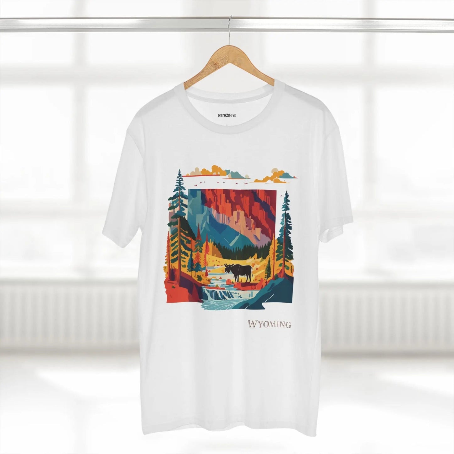 Wyoming US State Shirt Unisex Premium Cotton Tee With Original Art Collection By Retro2Nova