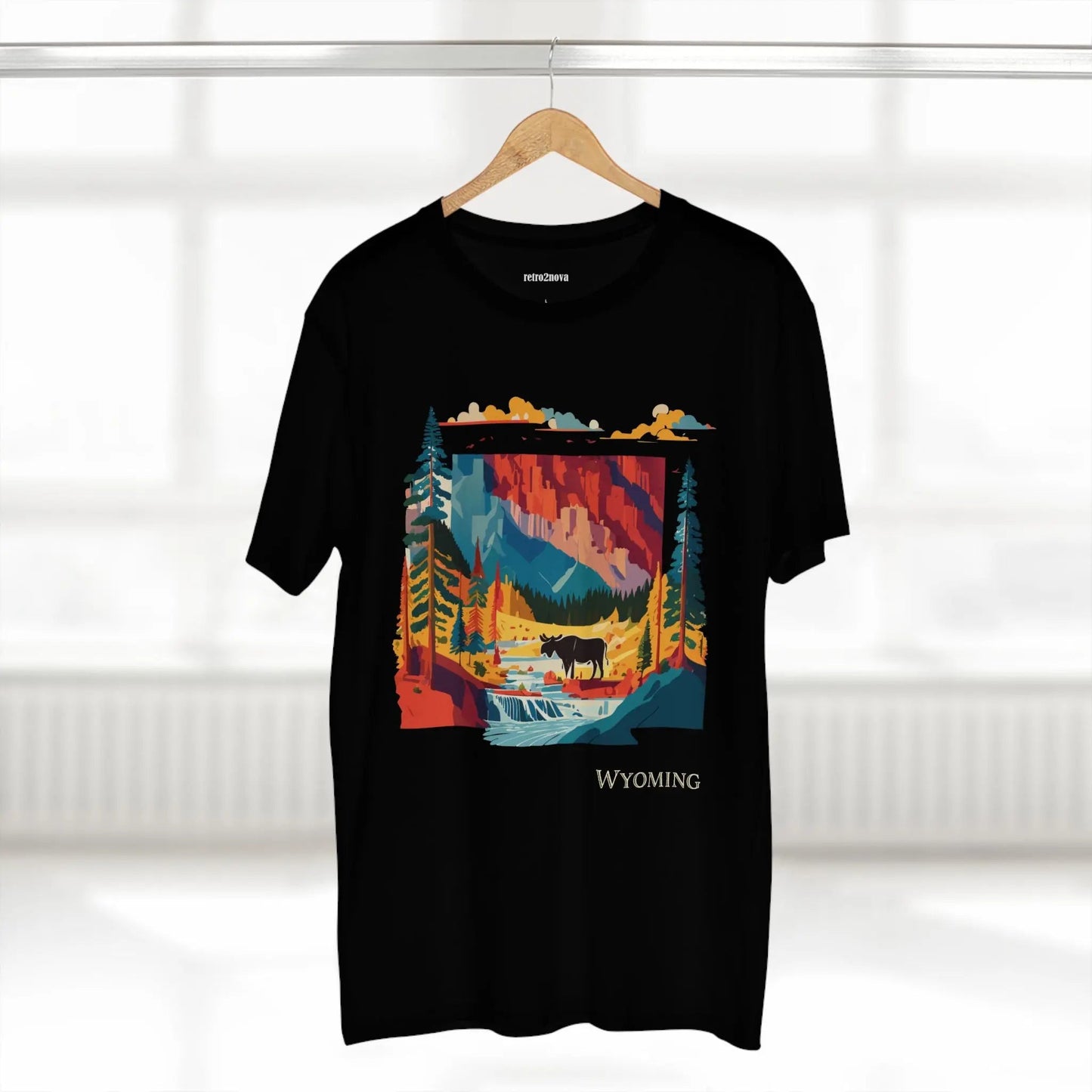 Wyoming US State Shirt Unisex Premium Cotton Tee With Original Art Collection By Retro2Nova