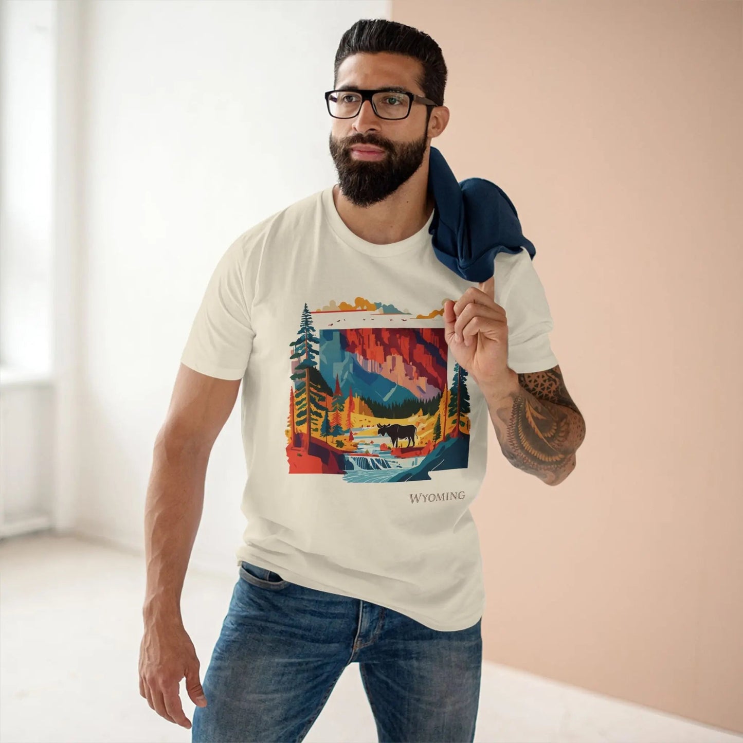 Wyoming US State Shirt Unisex Premium Cotton Tee With Original Art Collection By Retro2Nova