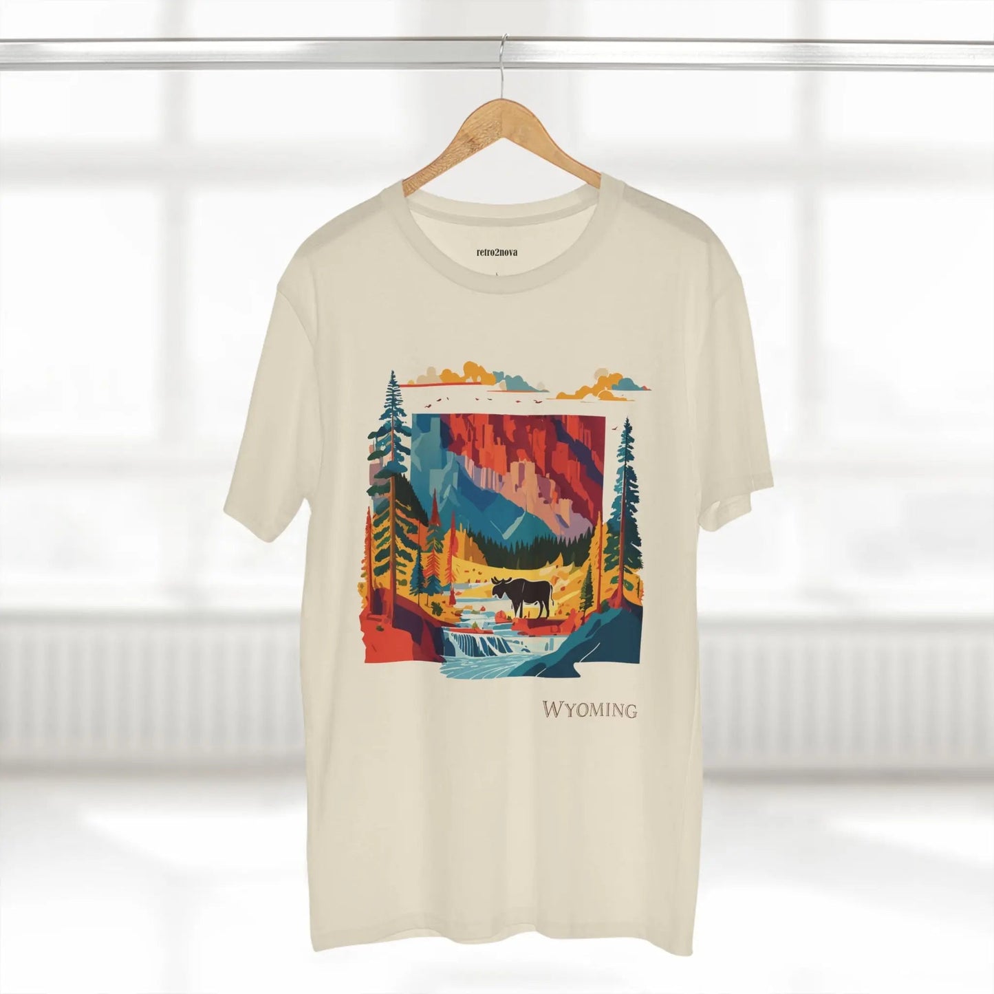 Wyoming US State Shirt Unisex Premium Cotton Tee With Original Art Collection By Retro2Nova