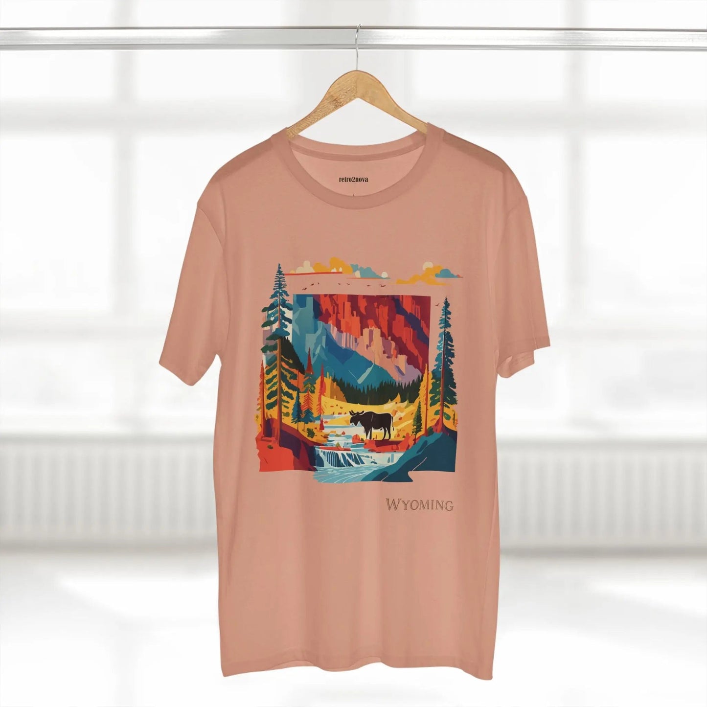 Wyoming US State Shirt Unisex Premium Cotton Tee With Original Art Collection By Retro2Nova