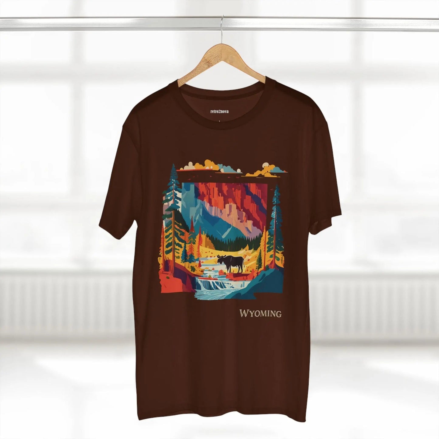 Wyoming US State Shirt Unisex Premium Cotton Tee With Original Art Collection By Retro2Nova