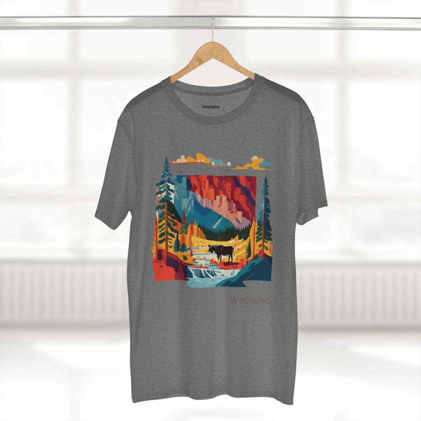Wyoming US State Shirt Unisex Premium Cotton Tee With Original Art Collection By Retro2Nova