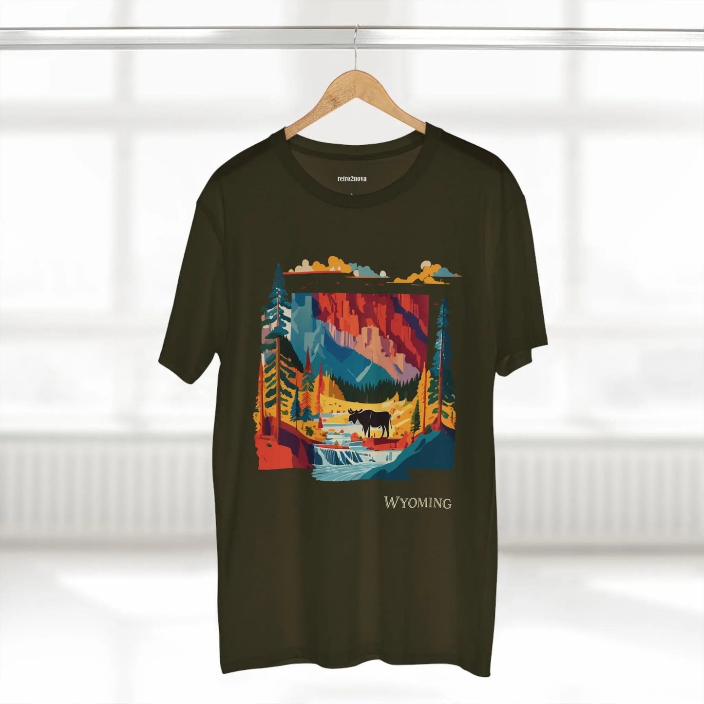 Wyoming US State Shirt Unisex Premium Cotton Tee With Original Art Collection By Retro2Nova