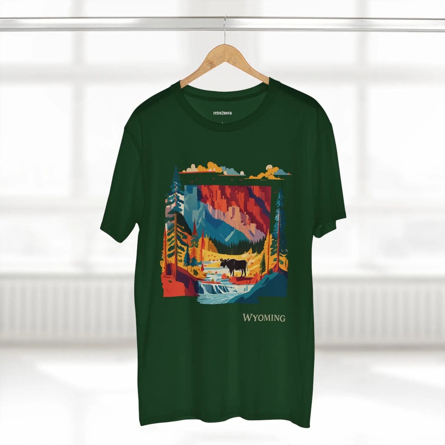 Wyoming US State Shirt Unisex Premium Cotton Tee With Original Art Collection By Retro2Nova