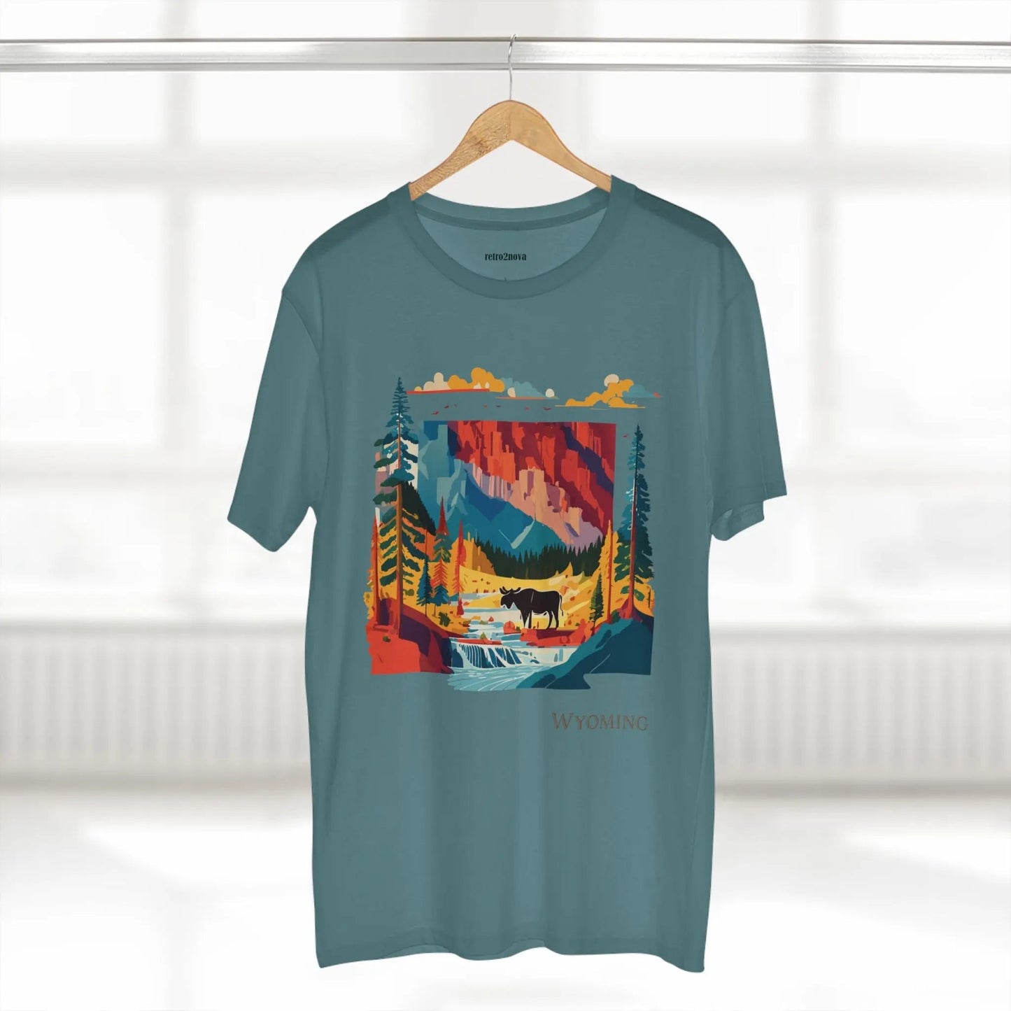 Wyoming US State Shirt Unisex Premium Cotton Tee With Original Art Collection By Retro2Nova