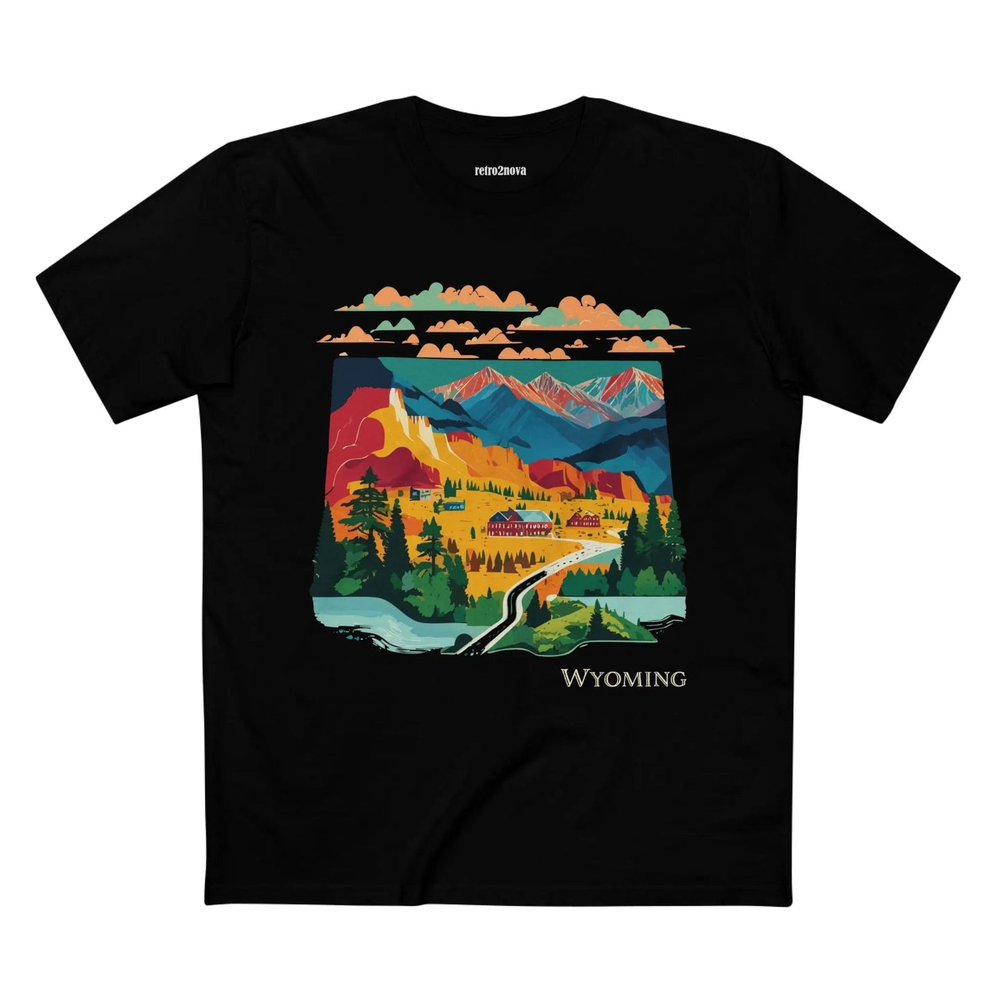 Wyoming State Shirt Unisex Premium Cotton Tee With Original Art Design Retro2Nova