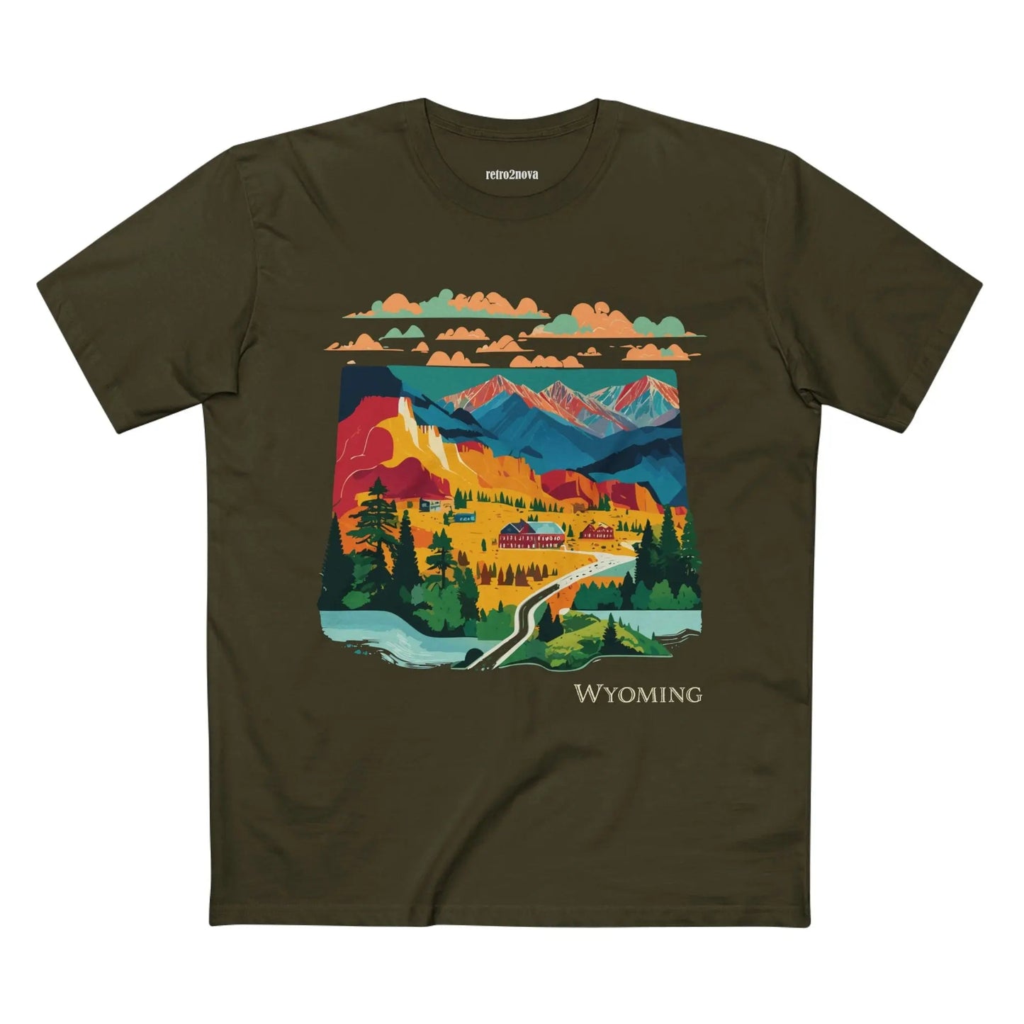 Wyoming State Shirt Unisex Premium Cotton Tee With Original Art Design Retro2Nova
